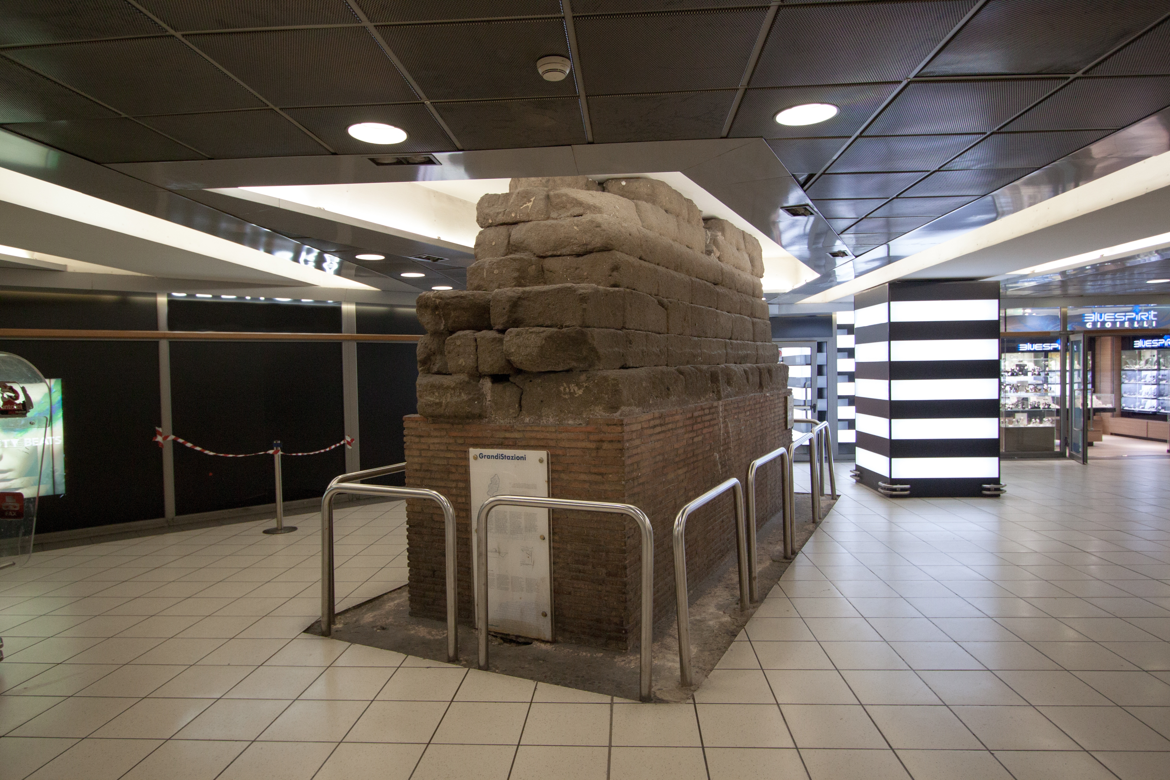 Remains of the Servienne wall in the basement of Rome-Termini railway station